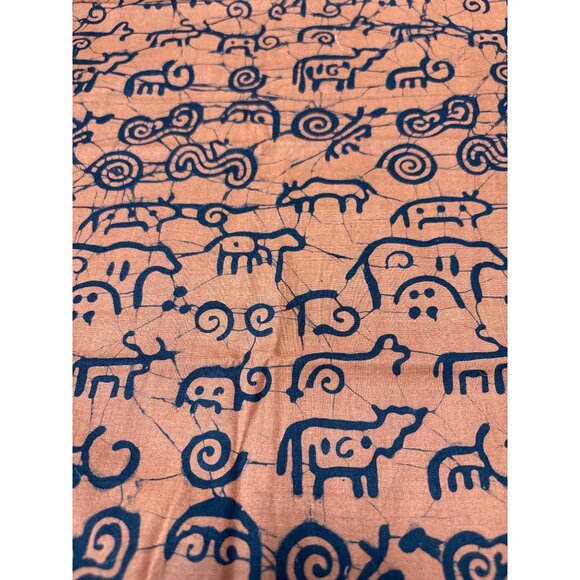 Handmade Orange Fabric Black Animal Print 18x21" Cotton Material Crafting & Quil - Picture 1 of 4